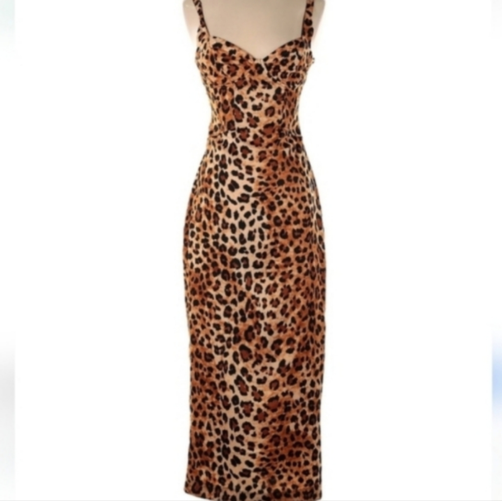 XXS/XS Zara Animal Print Softly Structured Bodice Silky Sleeveless Maxi Dress - Picture 13 of 14